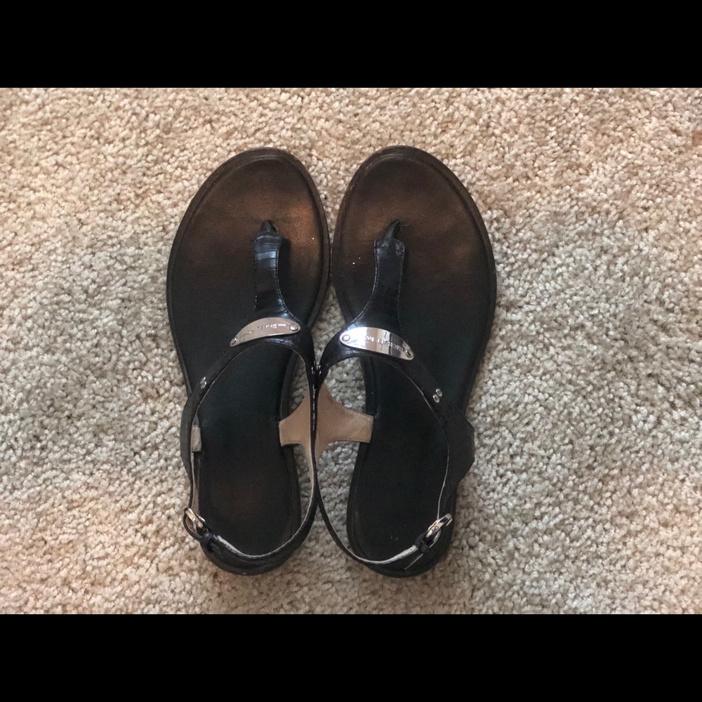 MICHAEL Michael Kors Black Leather Sandals Sz 8.5
